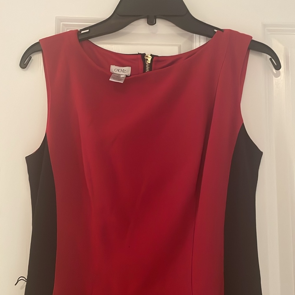 Cache Red And Black Sheath Color Block Dress Size… - image 4